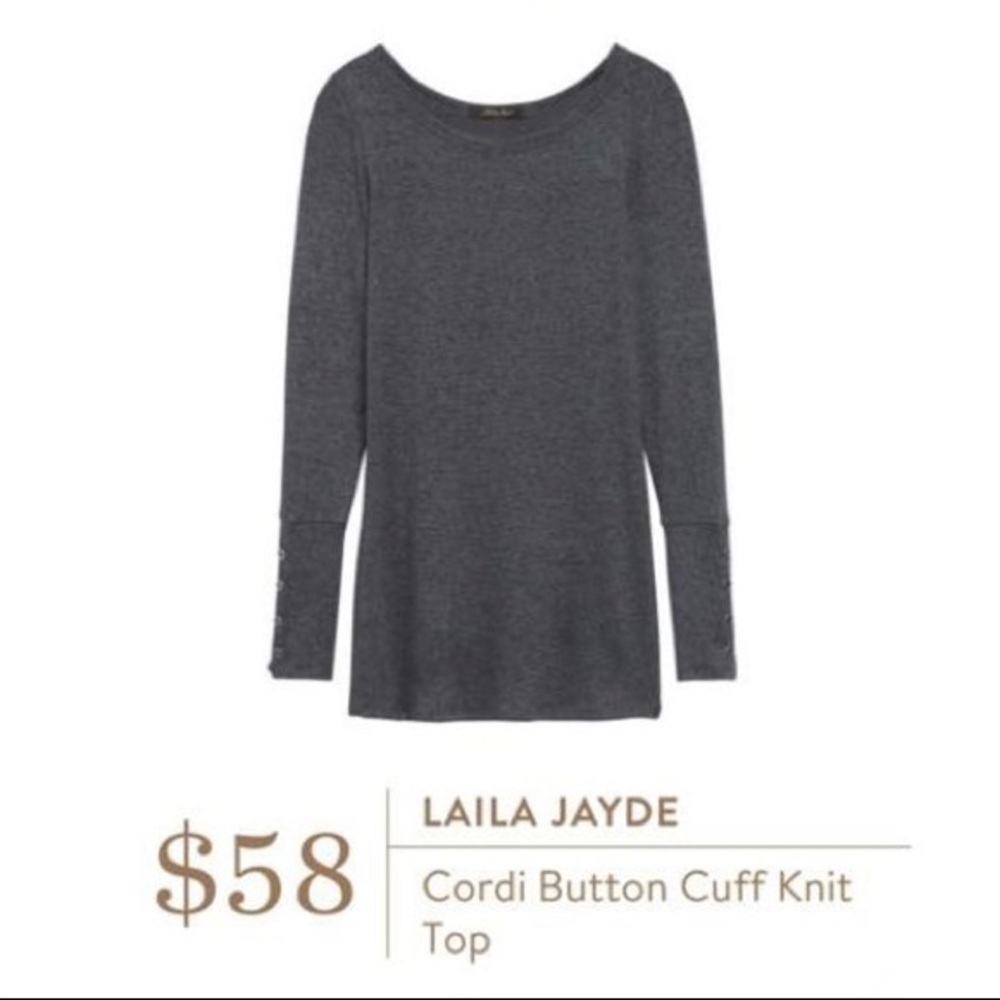 Laila Jayde Cordi Button Cuff Knit Top